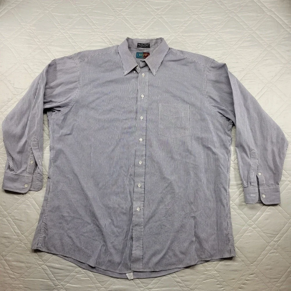 REPP LTD gray pinstripe long sleeve dress shirt size 19/36 4XL
